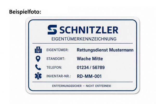 Schnitzler Eigentümerkennzeichnung für Vakuummatratzen- und schienen